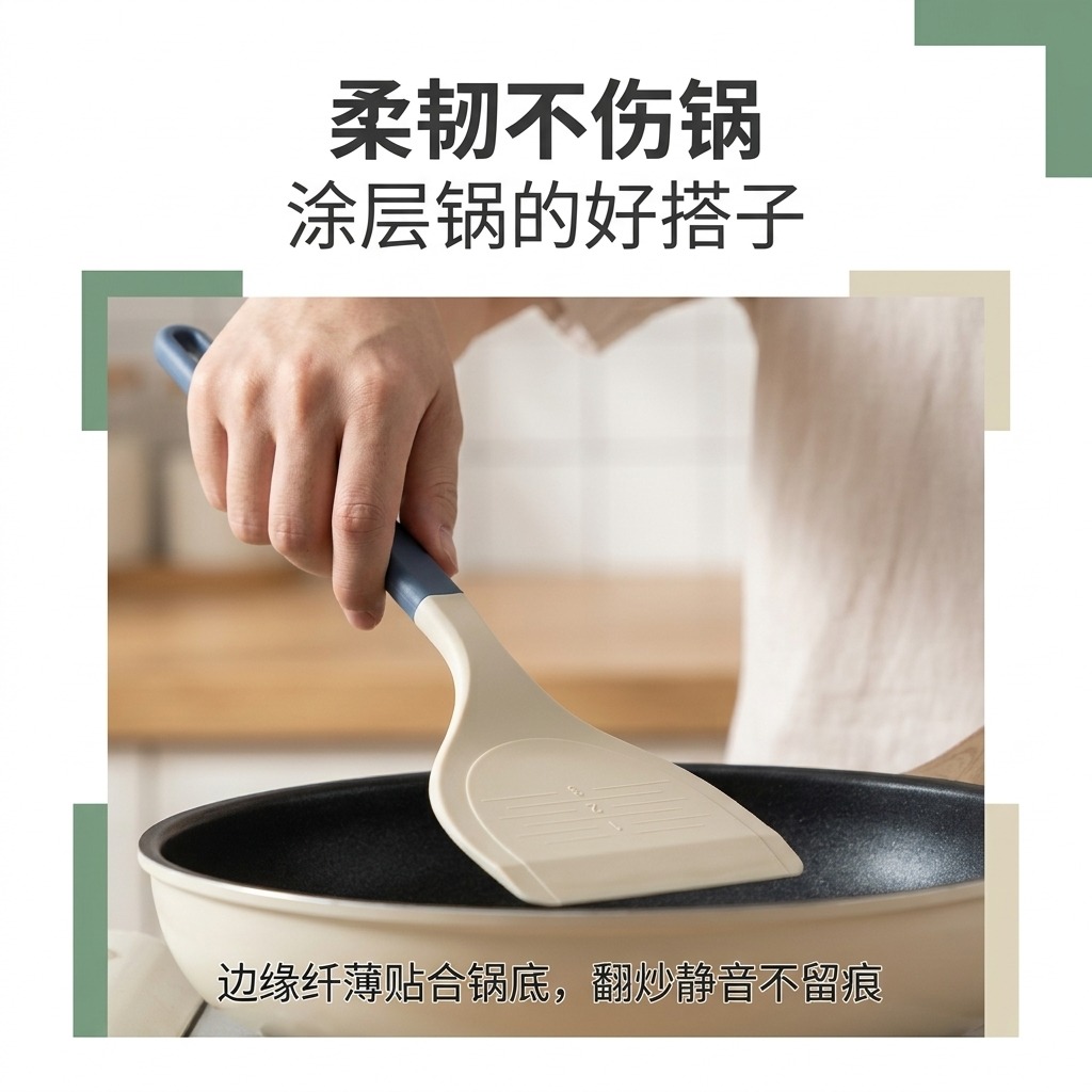 不锈钢餐具/孔漏勺/硅胶厨具/厨具/饭勺硅胶细节图