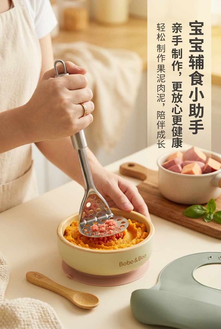 土豆泥压泥器儿童辅食薯压不锈钢捣泥器红薯捣碎器水果压泥器详情8