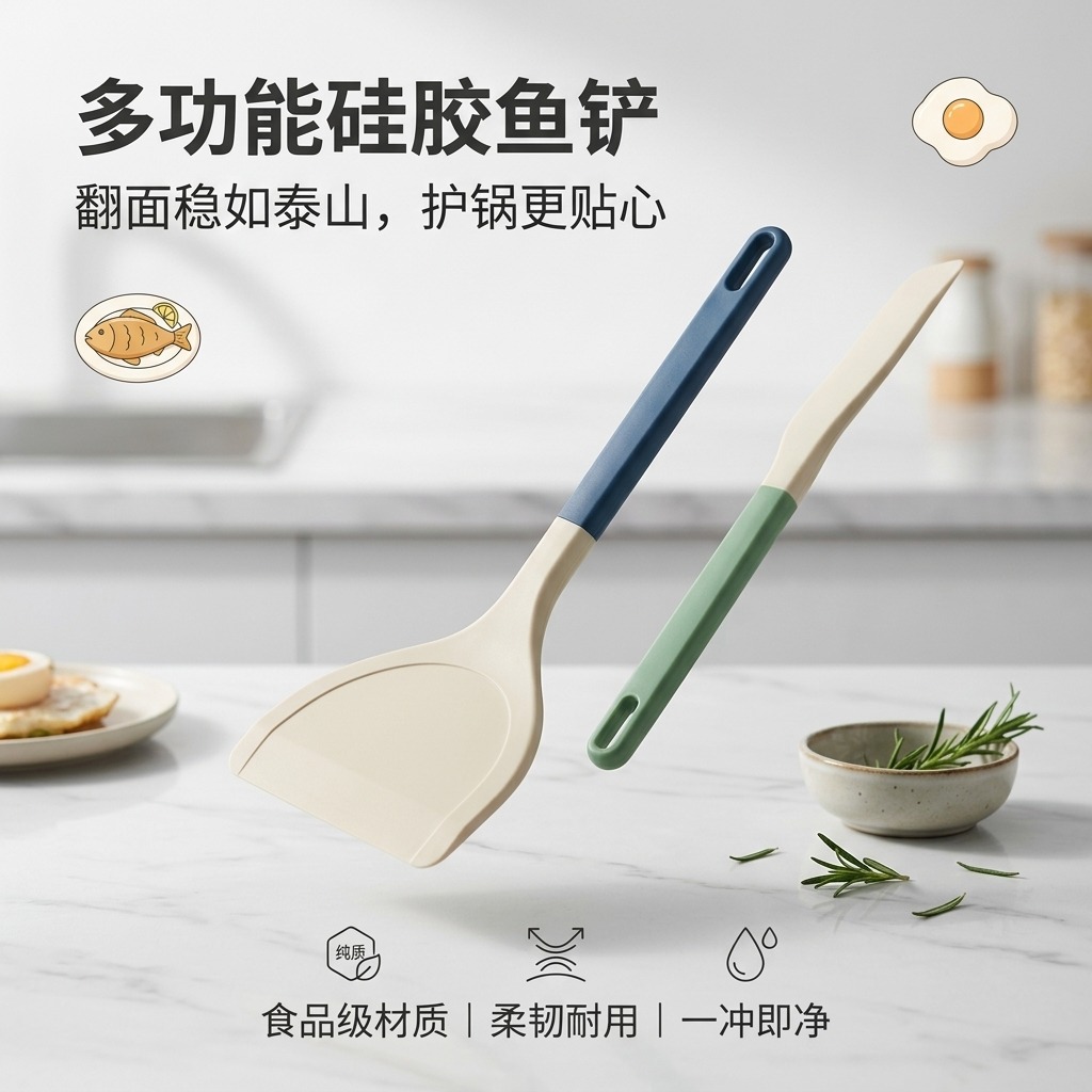 食品级硅胶铲子不粘锅专用锅铲耐高温硅胶铲子护锅家用炒菜铲大铲