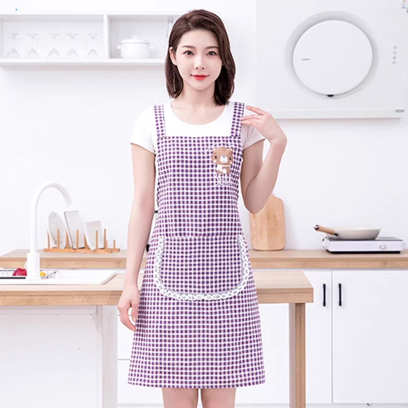 Nuevo estilo oso correa delantal cocina respirable hogar encaje alrededor cocina resistente a la suciedad aire para el trabajo ropa de trabajo Specification image