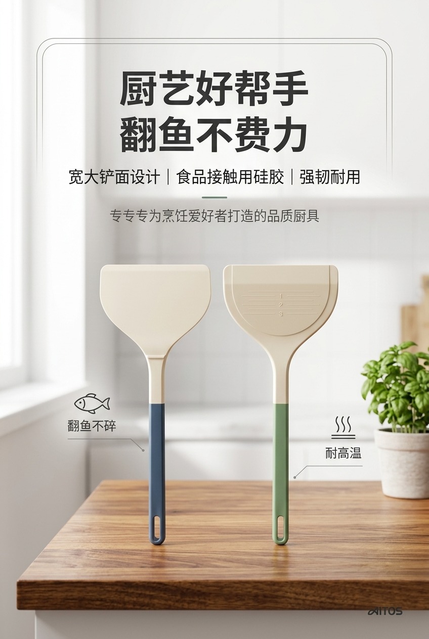 食品级硅胶铲子不粘锅专用锅铲耐高温硅胶铲子护锅家用炒菜铲大铲详情1
