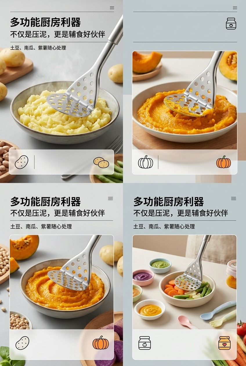 土豆泥压泥器儿童辅食薯压不锈钢捣泥器红薯捣碎器水果压泥器详情5