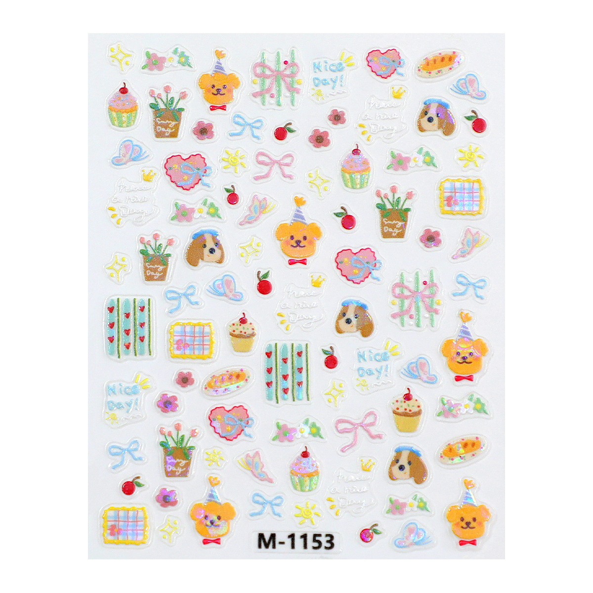 Shell light embossed nail stickers, phone cases, handbooks, colorful lead, cute cartoon dog nail stickers, nail decorations Item Picture