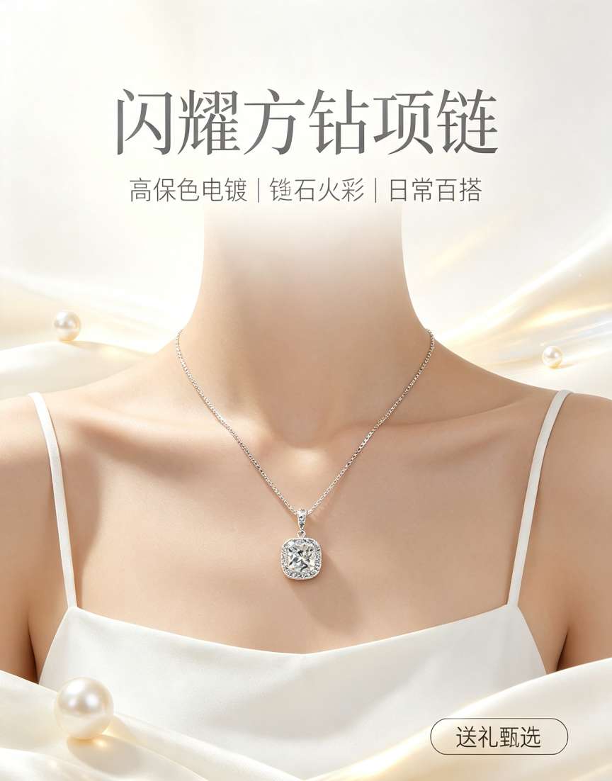 Серебряная цепочка, дама с короткой стрижкой, около сотни ожерелий, 925 серебряных украшений