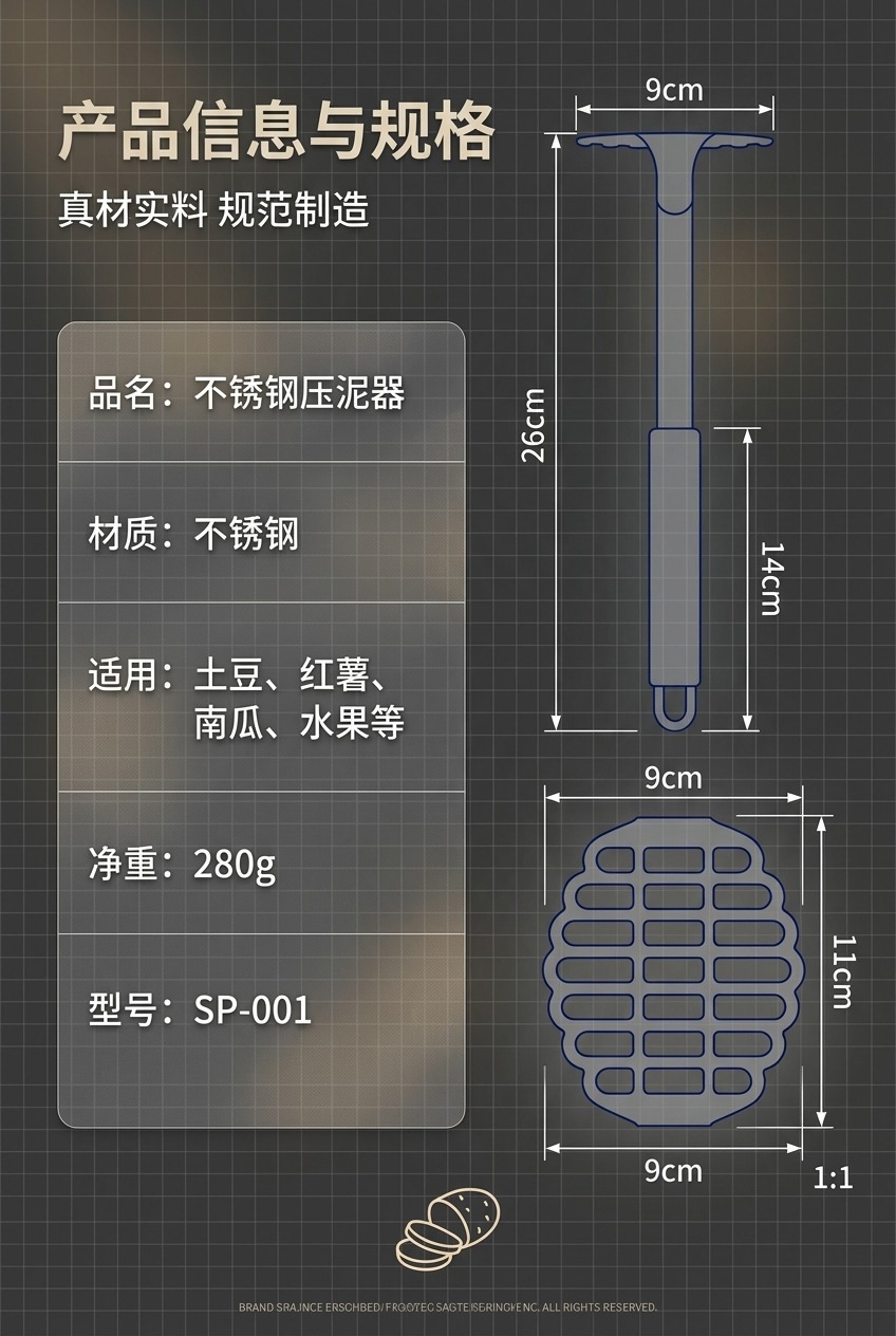 多功能手动料理机不锈钢压泥器蒜泥搅蒜机食品破壁搅拌机厨房必备工具详情8