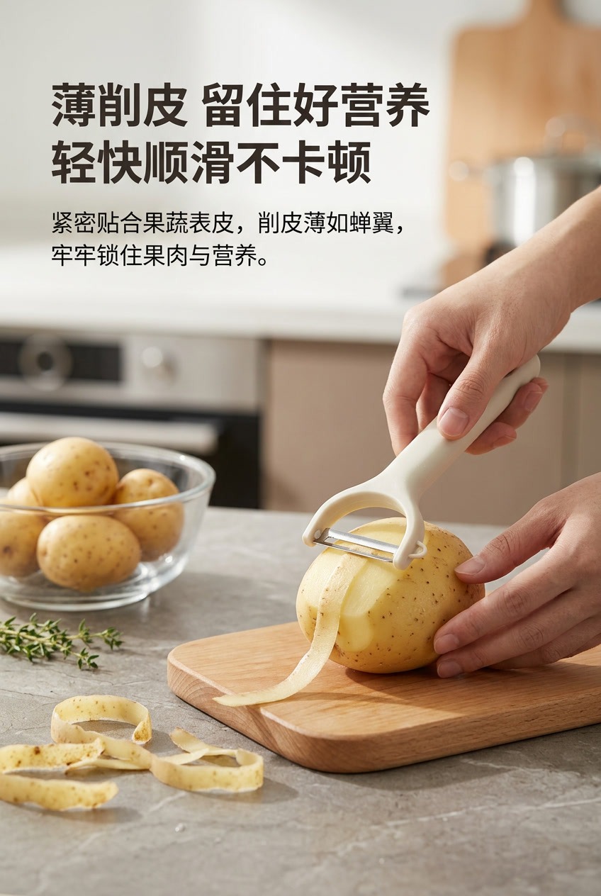 硅胶手柄不锈钢削皮刀水果刨子家用厨房土豆削皮器苹果去皮刀详情4