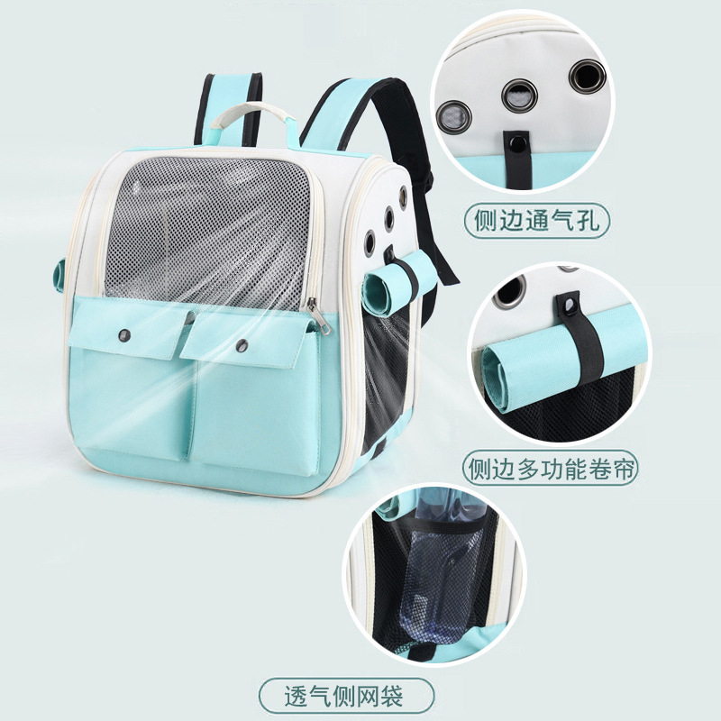 Bolsa de gato para salir bolsa portátil transpirable de dos hombros mochila para mascotas de gran capacidad plegable con respaldo portátil mochila de gato Item Picture