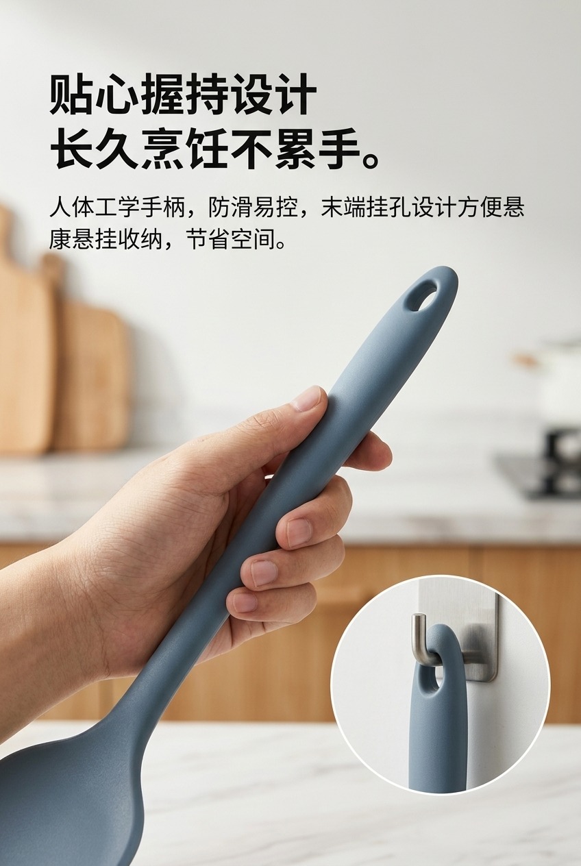 加厚硅胶锅铲厨房用品耐高温不粘锅炒菜铲子家用烹饪硅胶鱼铲详情6
