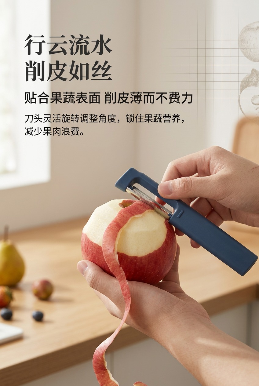 日式立式削皮刀米白灰色厨房用品木质台面切割刀片削皮器2元商品区详情3