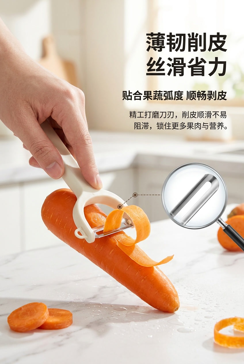 厂家批发多用削皮刀带刷果蔬削皮器地瓜土豆清洗刷多功能不锈钢详情2