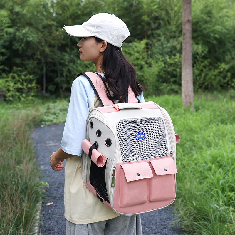 Bolsa de gato para salir bolsa portátil transpirable de dos hombros mochila para mascotas de gran capacidad plegable con respaldo portátil mochila de gato Application Scenario