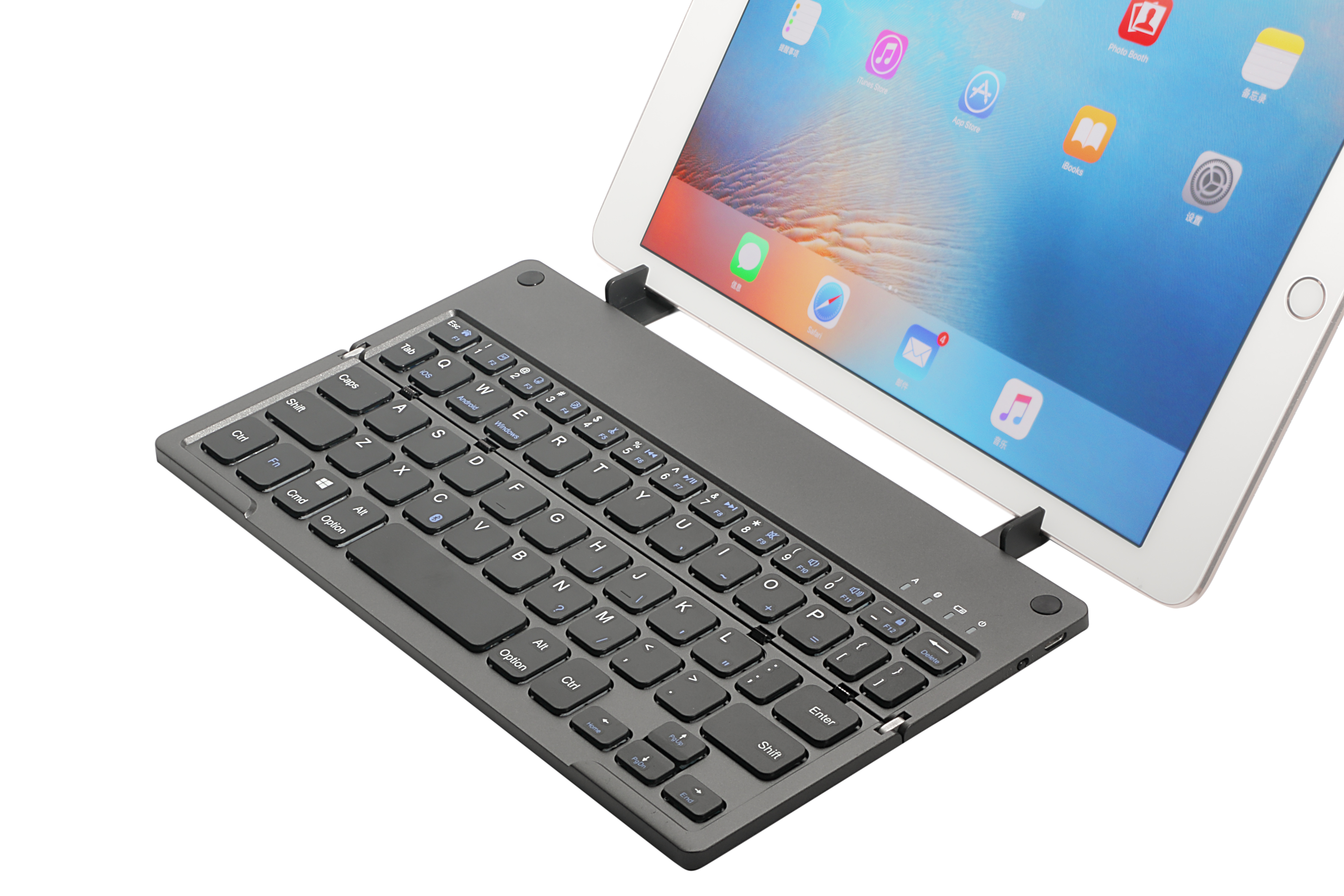 Harmonica-style portable Bluetooth folding keyboard for office use Specification image