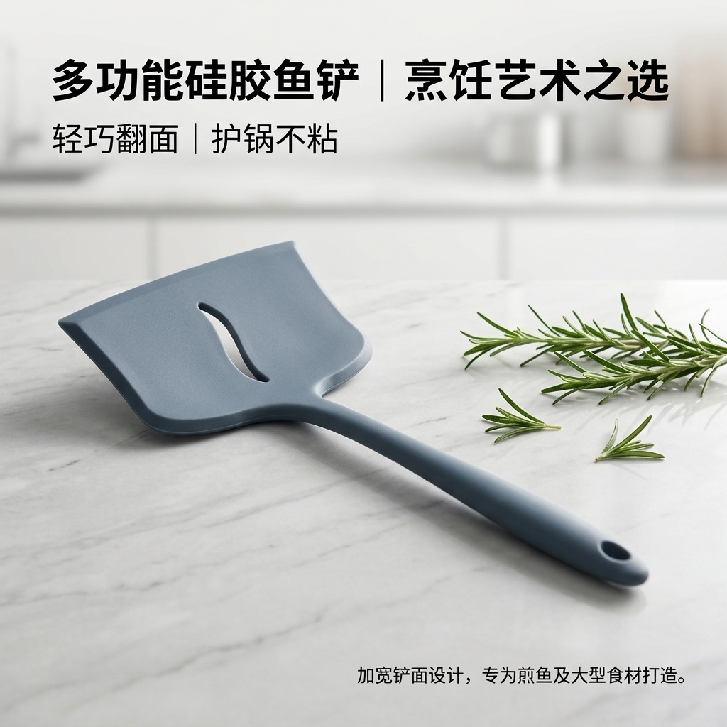 加厚硅胶锅铲厨房用品耐高温不粘锅炒菜铲子家用烹饪硅胶鱼铲