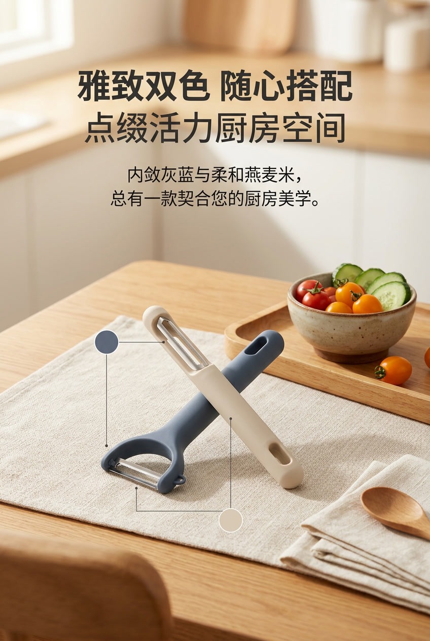硅胶手柄不锈钢削皮刀水果刨子家用厨房土豆削皮器苹果去皮刀详情8