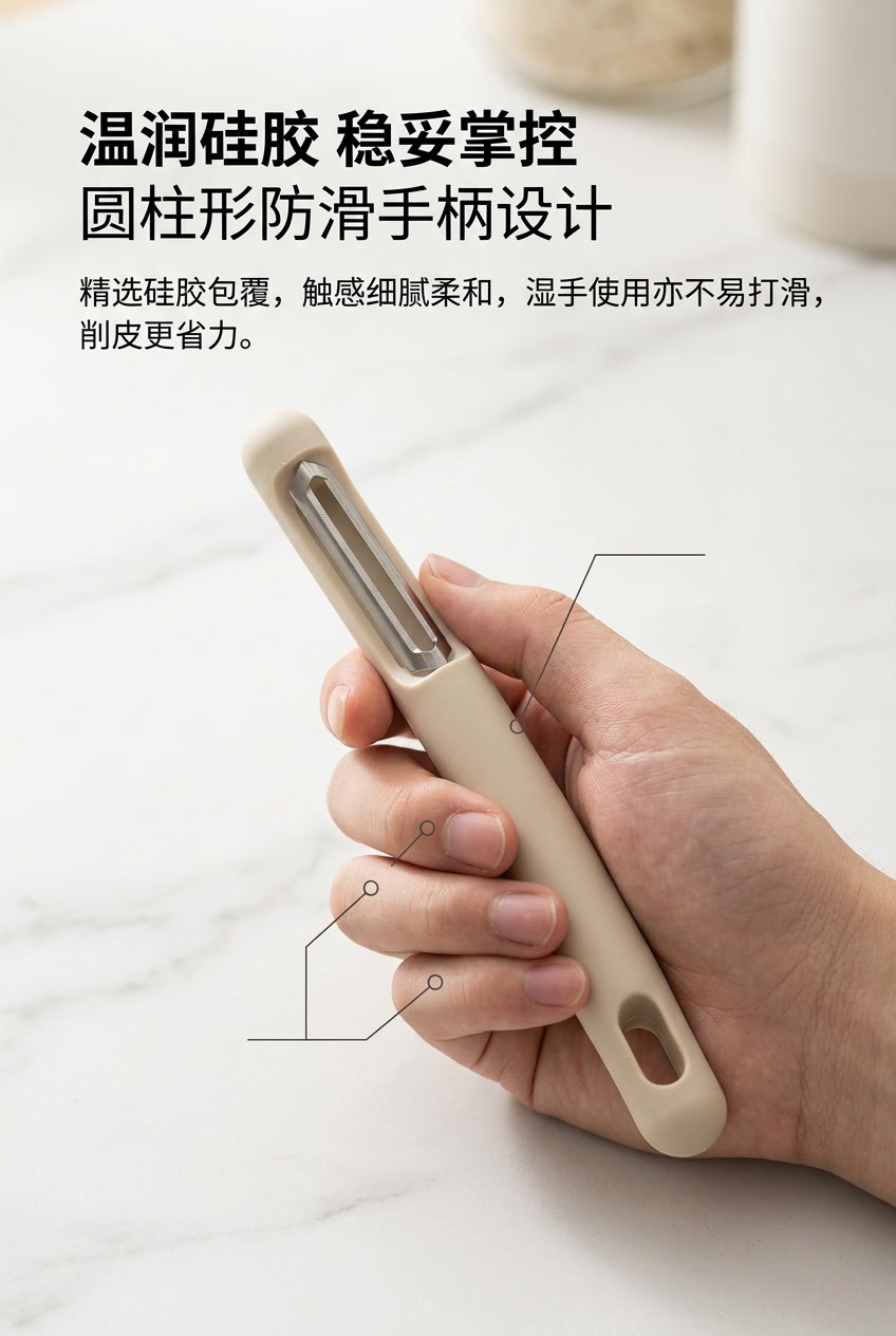 硅胶手柄不锈钢削皮刀水果刨子家用厨房土豆削皮器苹果去皮刀详情2