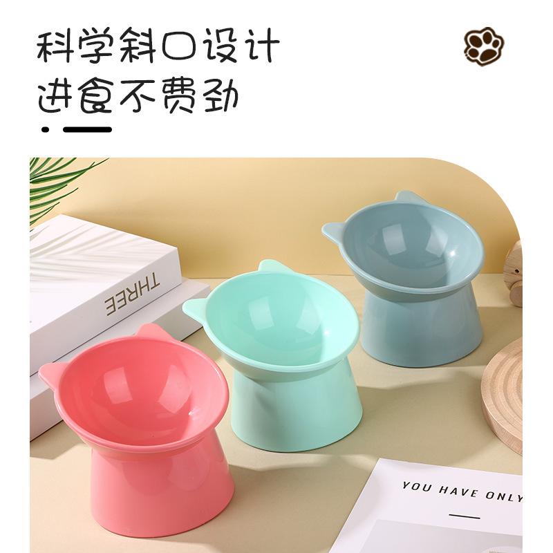 Pet bowls, high-legged slanted mouth neck guard cat bowls, anti-slip and anti-knock cat bowls, dog bowls, dog food bowls, pet supplies Specification image