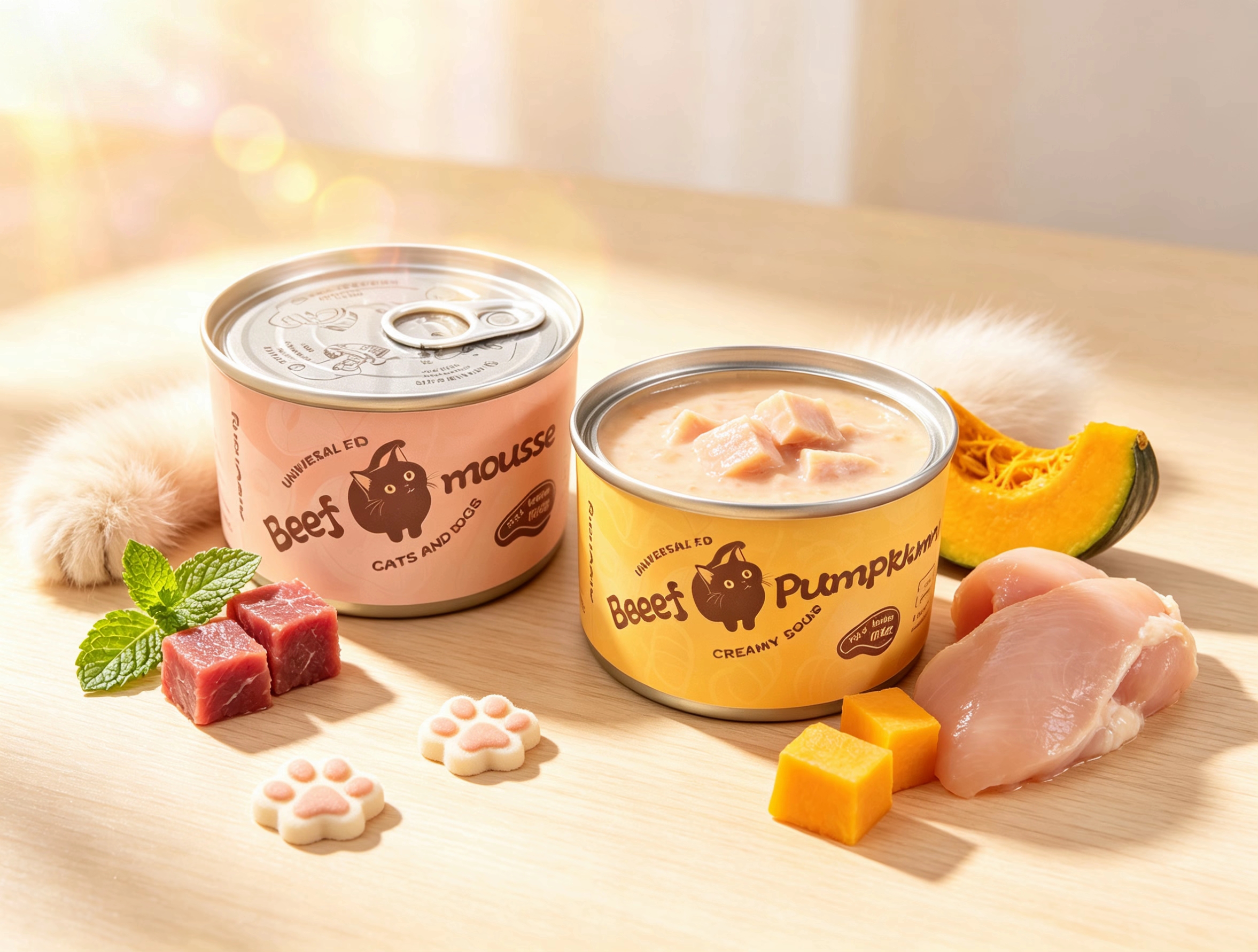 Розовая говядина, мусс, консервированные собачьи консервы, кошачьи консервы, тыквенный суп с кремом и сардины pic 6