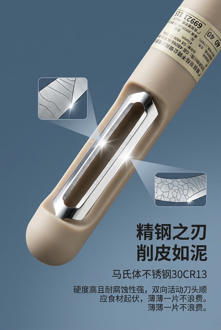 硅胶手柄不锈钢削皮刀水果刨子家用厨房土豆削皮器苹果去皮刀详情3