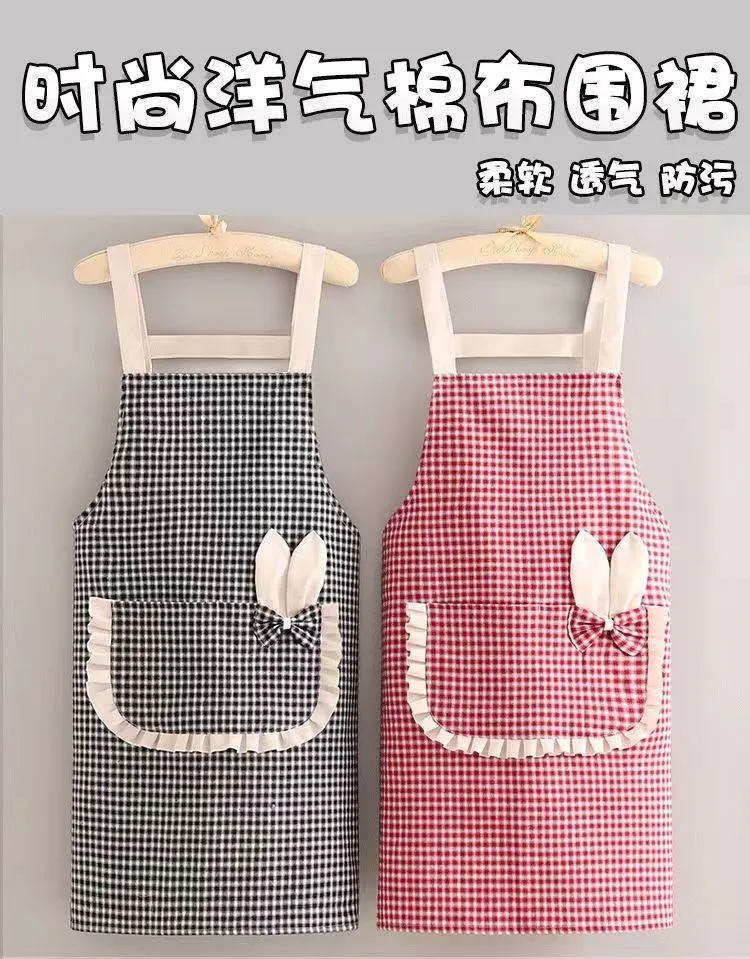 New bambus-joint cotton apron, a fashionable home apron, a kitchen lady's cooking oil-proof work uniform, a breathable waistband detail image 4