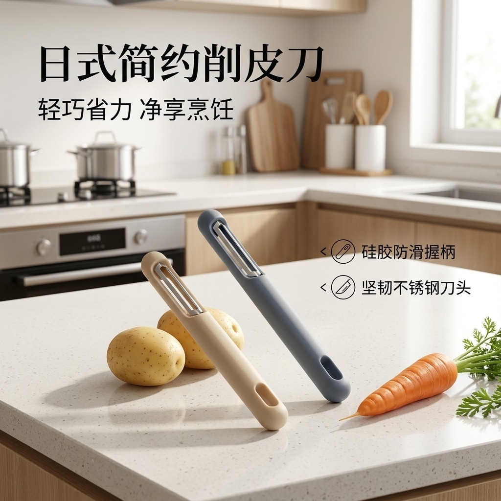硅胶手柄不锈钢削皮刀水果刨子家用厨房土豆削皮器苹果去皮刀