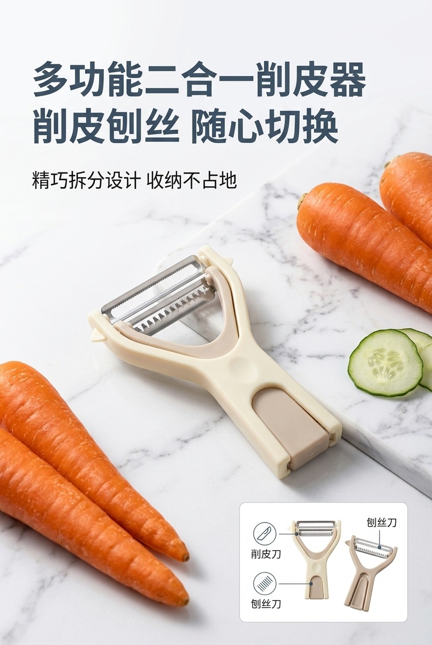 家用水果刀瓜果刀厨房多功能苹果削皮刀刨皮刀去皮器多功能二和一详情1