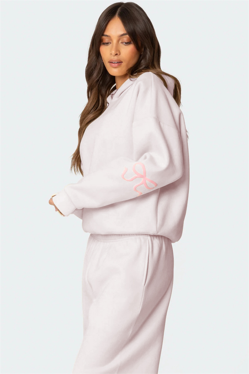 2026 Fashion Autumn/Winter laid-back casual Set for Women: Sweet round-neck loose hoodie and tight-waisted straight-leg sweatpants two-piece set Specification image