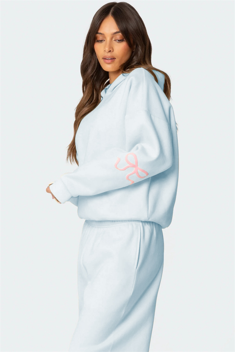 2026 Fashion Autumn/Winter laid-back casual Set for Women: Sweet round-neck loose hoodie and tight-waisted straight-leg sweatpants two-piece set undefined