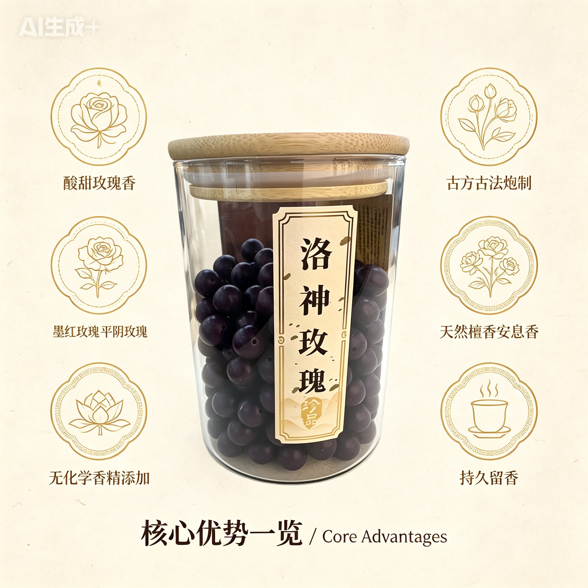 天然中药珠 手工串珠散珠 文玩配饰珠子瑶香阁#1.0洛神玫瑰散珠详情2