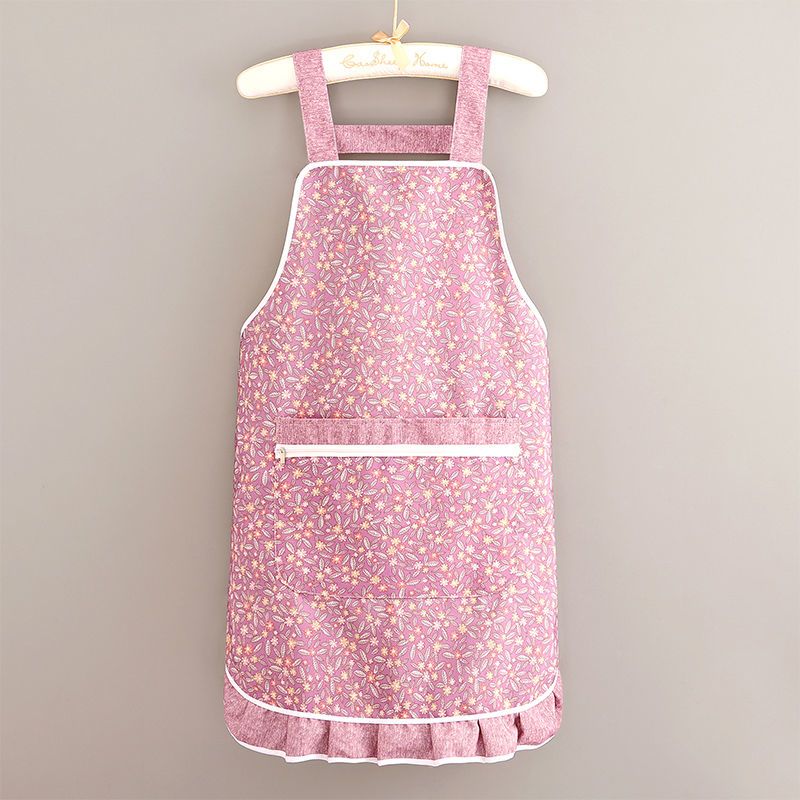 High-end Korean-style apron, breathable and oil-resistant, cooking and home apron, cute Korean-style pure cotton work clothes for women, Japanese-style and fashionable details Picture