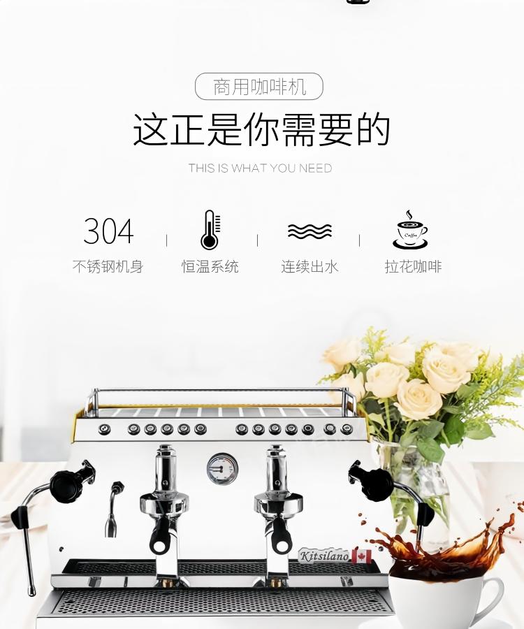 Comercial doble cabeza semiautomática E61 control electrónico máquina de café leche espuma pic 2