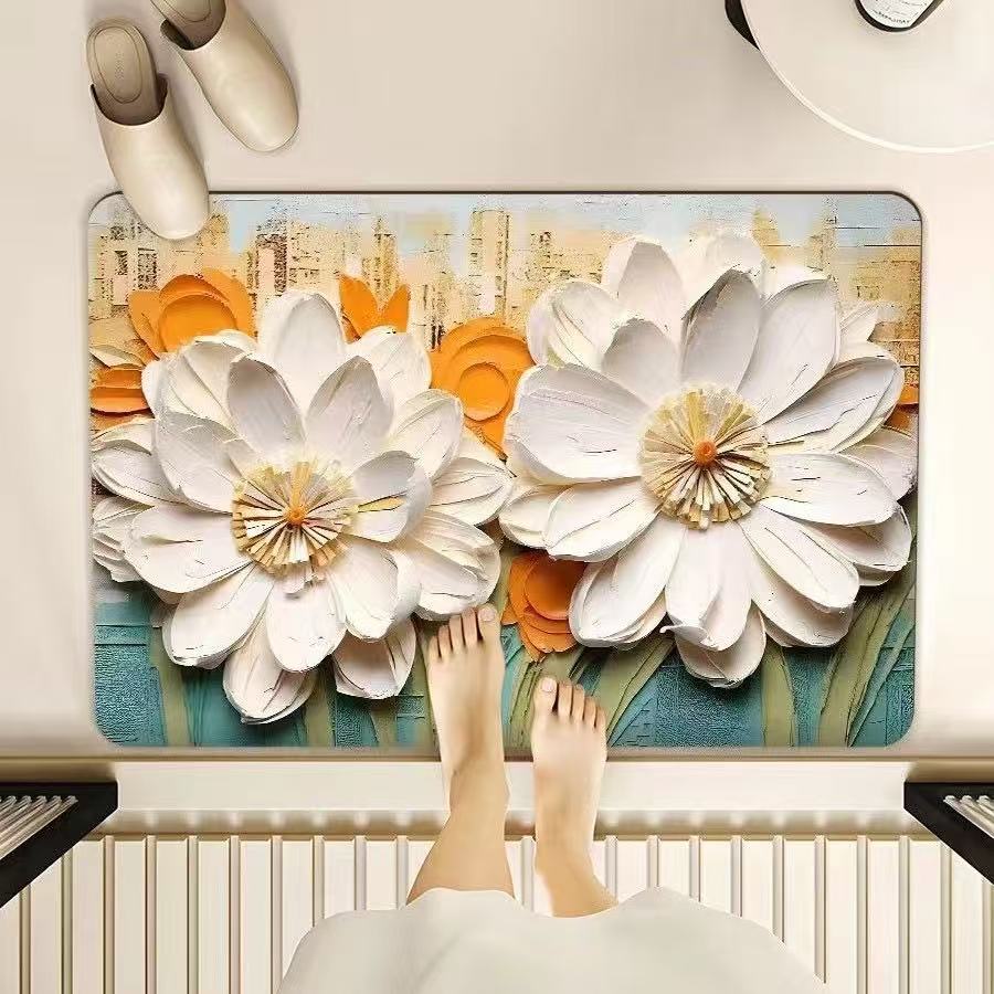 Multi-functional floor mat, cream-style super absorbent door mat, anti-slip mat, absorbent mouse mat, drawer mat, door mat, indoor carpet, oil painting design, fresh and clean floor mat detail image 2