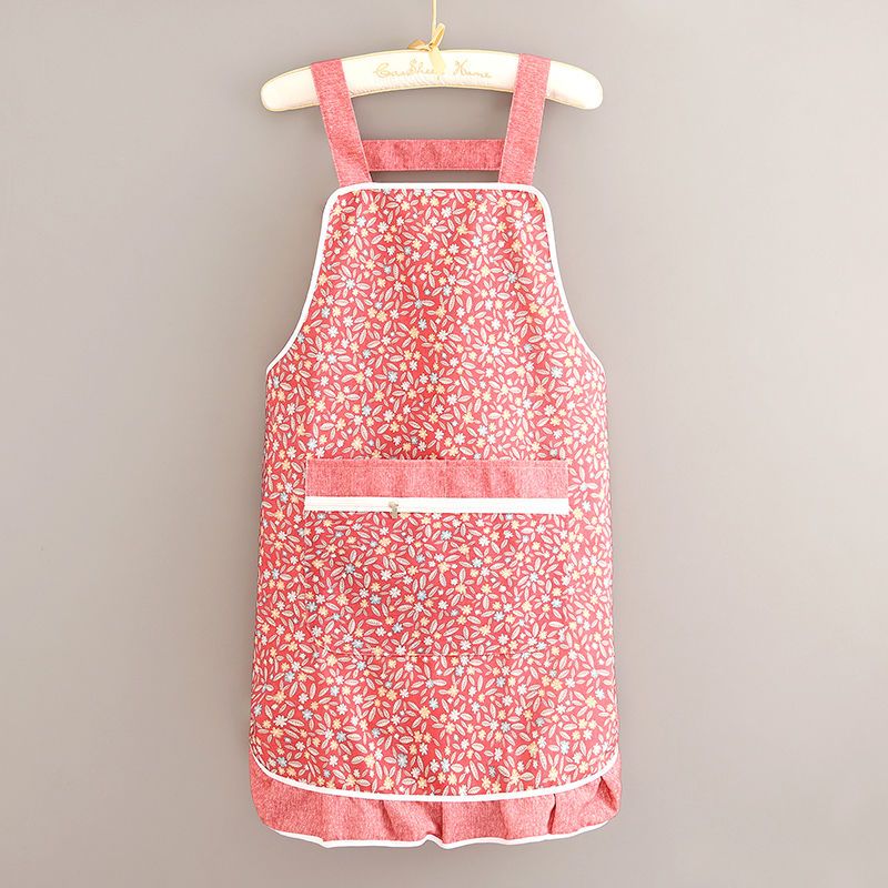 High-end Korean-style apron, breathable and oil-resistant, cooking and home apron, cute Korean-style pure cotton work clothes for women, Japanese-style and fashionable Specification image