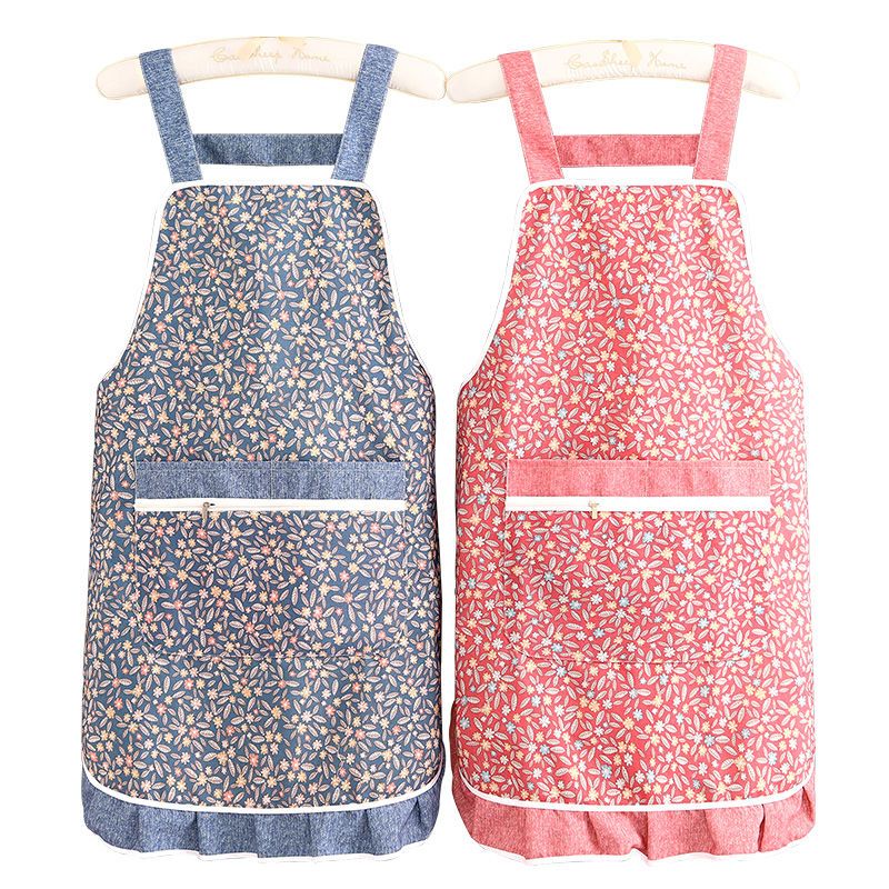 High-end Korean-style apron, breathable and oil-resistant, cooking and home apron, cute Korean-style pure cotton work clothes for women, Japanese-style and fashionable Item Picture