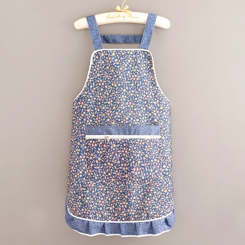 High-end Korean-style apron, breathable and oil-resistant, cooking and home apron, cute Korean-style pure cotton work clothes for women, Japanese-style and fashionable