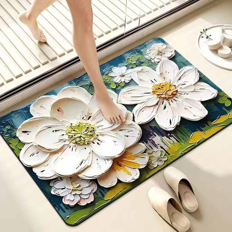 Multi-functional floor mat, cream-style super absorbent door mat, anti-slip mat, absorbent mouse mat, drawer mat, door mat, indoor carpet, oil painting design, fresh and clean floor mat detail image 7