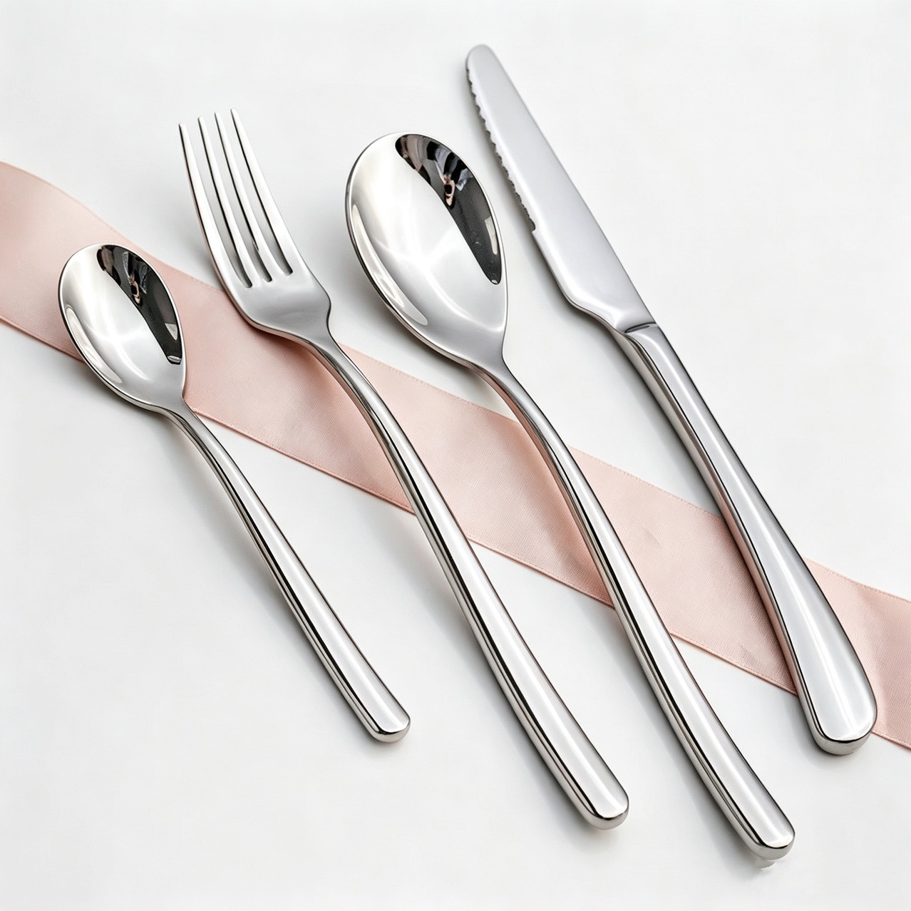 French Moonlight stainless steel tableware knives, spoons and forks, high-end hotel Western restaurant thickened steak knife and fork set