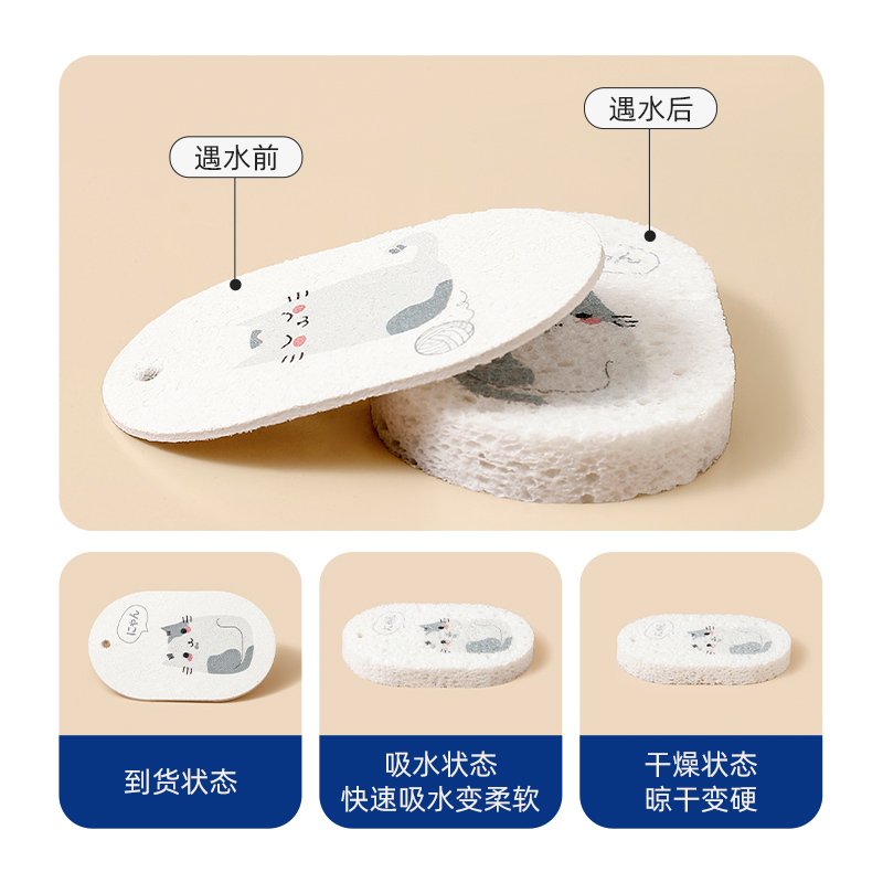 [CL] 25Q4#086 multifuncional nano compresión pulpa de madera algodón limpieza esponja cepillo ollas lavar platos fregar artefacto hogar suministros de cocina details Picture