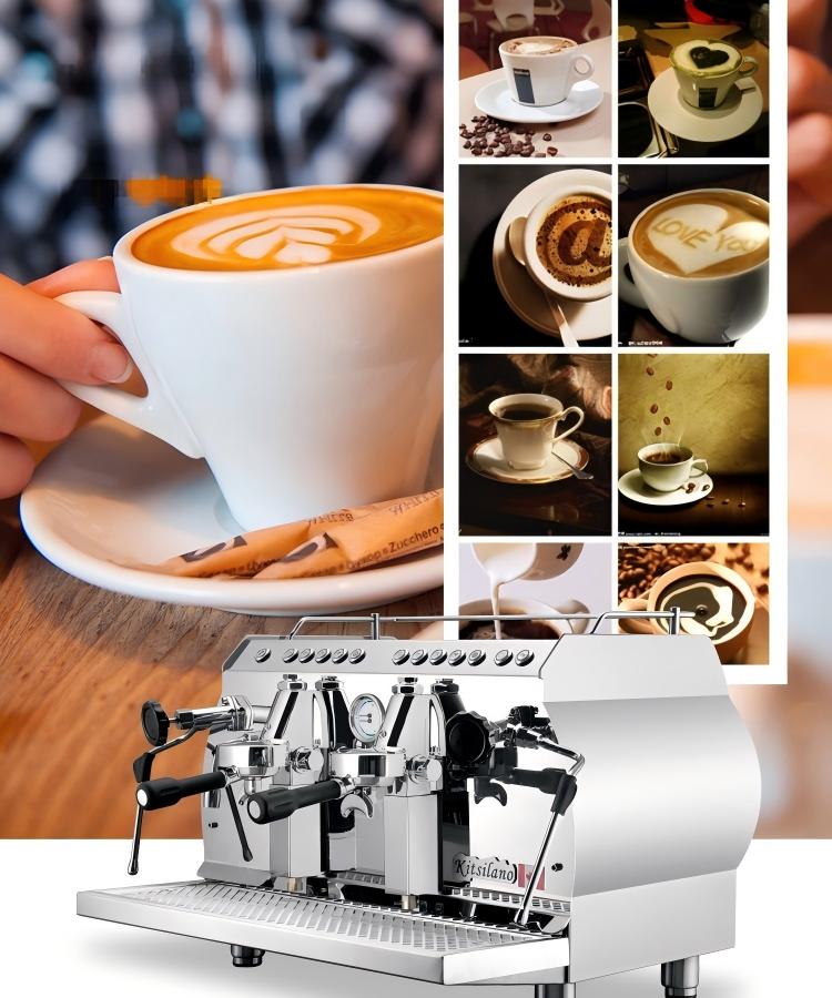 Comercial doble cabeza semiautomática E61 control electrónico máquina de café leche espuma pic 10