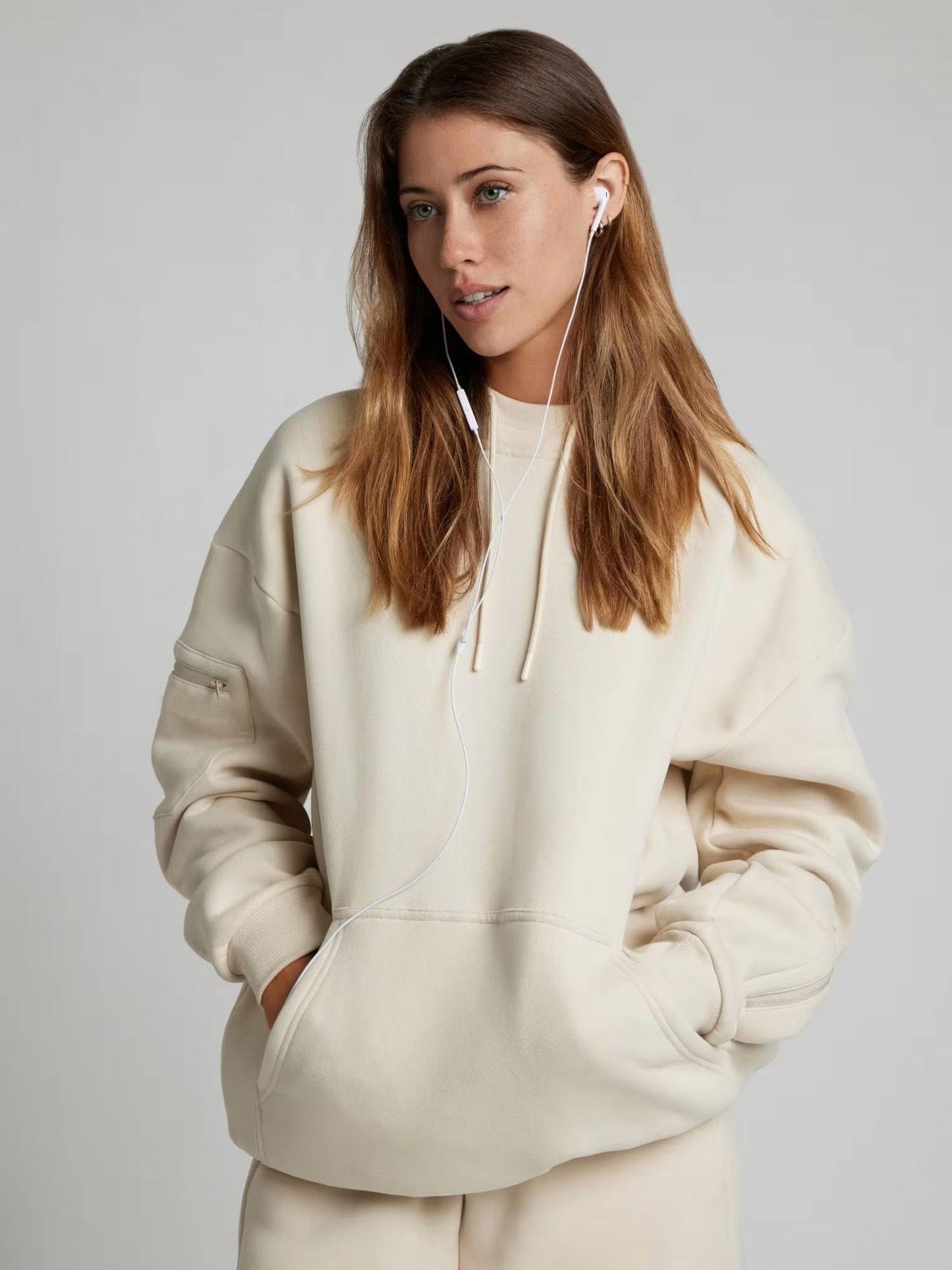 2026 European and American women's autumn and winter solid-color pullover hooded sweatshirt with eye mask and long pants set sweatshirt two-piece set for women undefined
