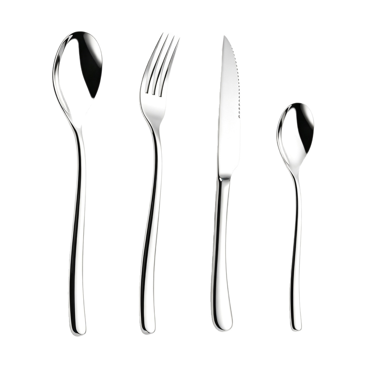 French Moonlight stainless steel tableware knives, spoons and forks, high-end hotel Western restaurant thickened steak knife and fork set Item Picture