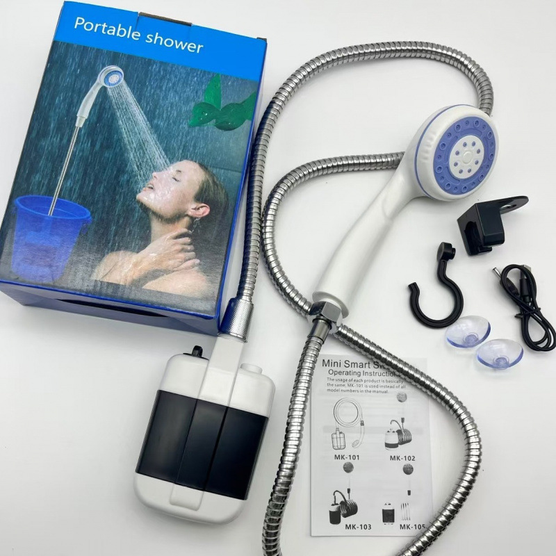 Cross-border portable USB charging outdoor bathing wonder, camping, construction site, dormitory, household electric mobile showerhead cover details Picture
