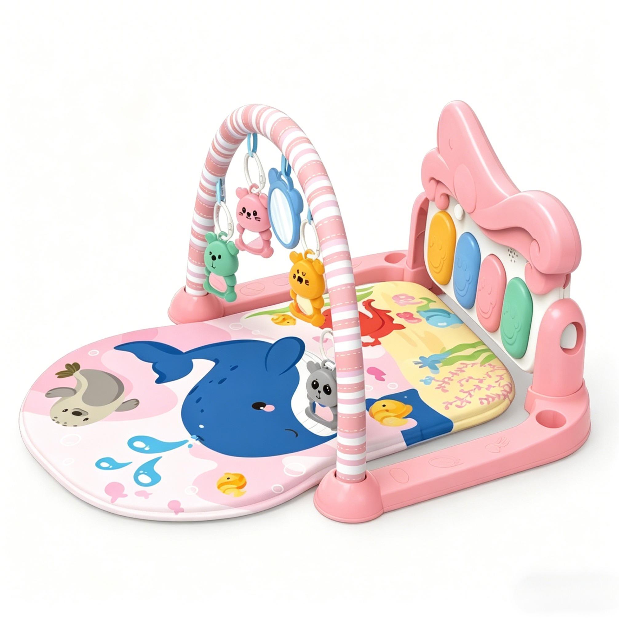 Ballena rosa baby gym estante mat tema marino juguetes colgantes pedal crawl mat juguete hecho a mano multifunción trepadora mat Application Scenario