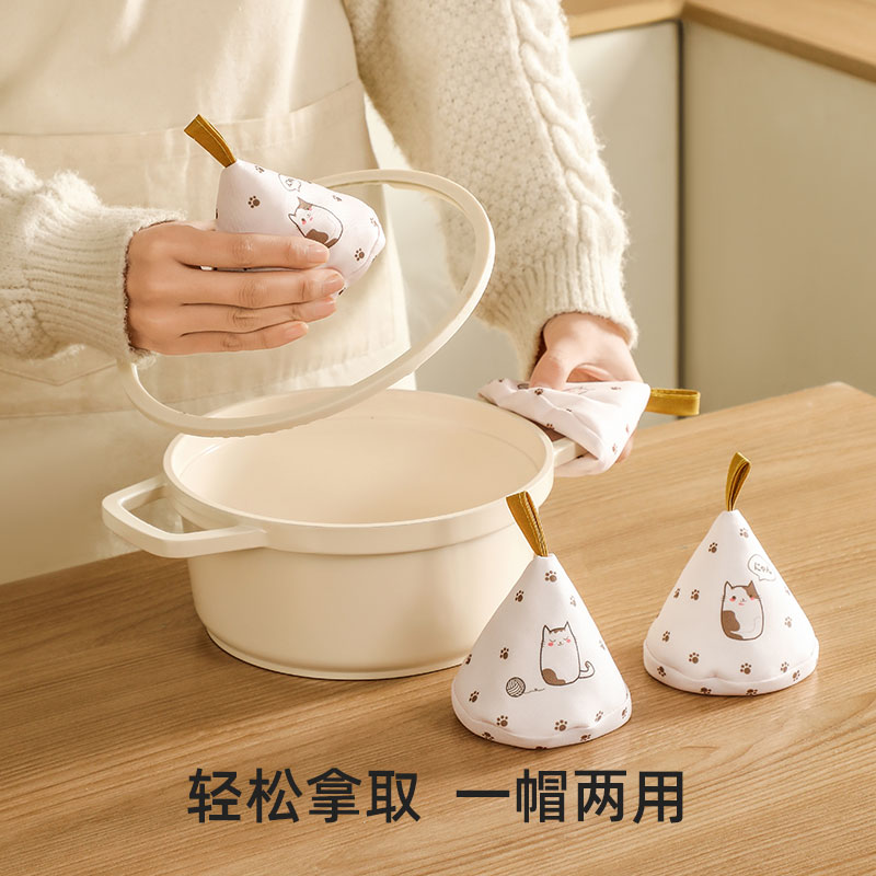 【CL】25Q4#159 White cotton heat insulation pad with triangular cat pattern, mahjong table tablecloth, fabric PVC Christmas tablecloth, multi-functional heat-resistant and durable details Picture