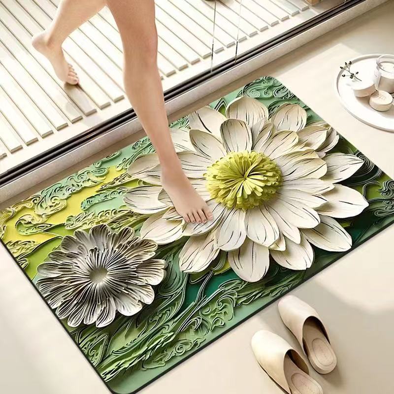 Multi-functional floor mat, cream-style super absorbent door mat, anti-slip mat, absorbent mouse mat, drawer mat, door mat, indoor carpet, oil painting design, fresh and clean floor mat detail image 3