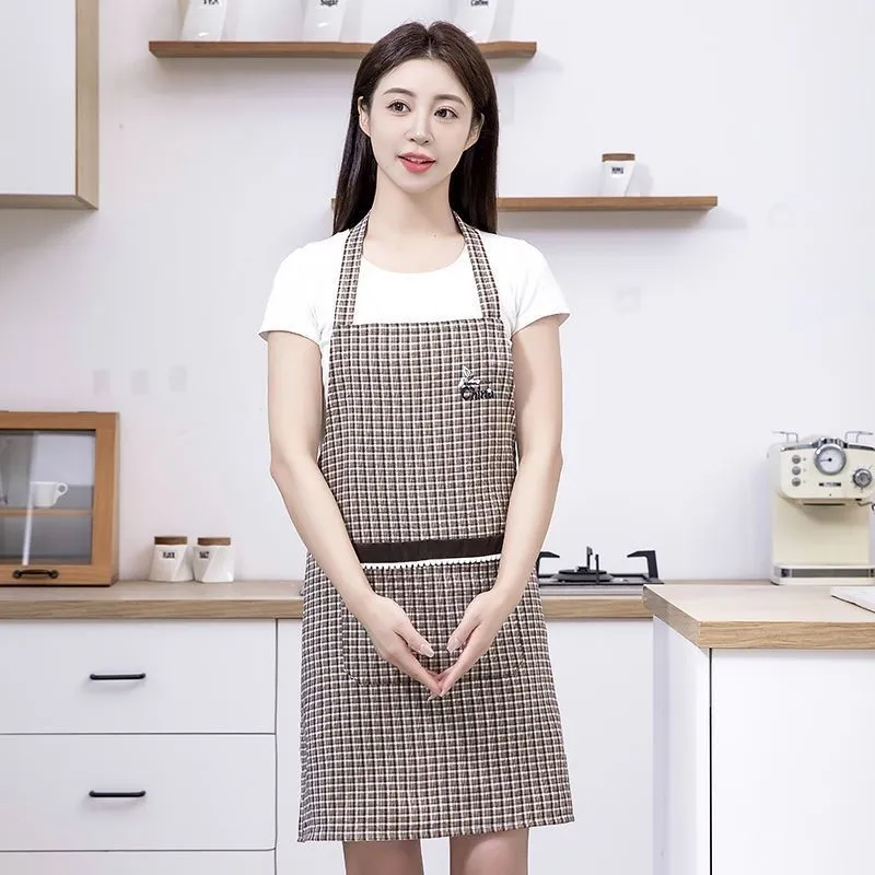 New neck-hanging apron, stain-resistant for work and kitchen, dirt-resistant and breathable for home cooking, work clothes, shoulder straps, neck-hanging waist detail image 13