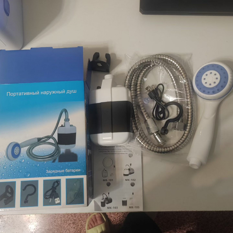 Cross-border portable USB charging outdoor bathing wonder, camping, construction site, dormitory, household electric mobile showerhead cover Application Scenario