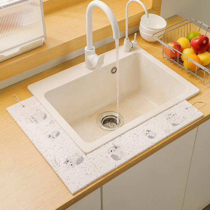 【CL】25Q4#144 White cat pattern nano-compressed wood pulp cotton cleaning sponge, pot and dish washing and scrubbing tool details Picture