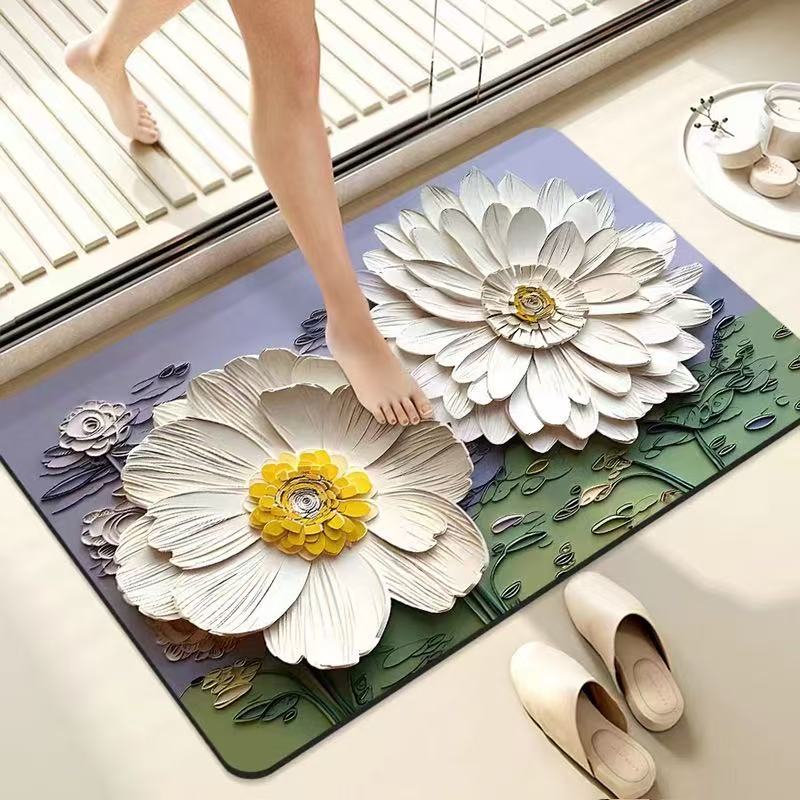 Multi-functional floor mat, cream-style super absorbent door mat, anti-slip mat, absorbent mouse mat, drawer mat, door mat, indoor carpet, oil painting design, fresh and clean floor mat Specification image