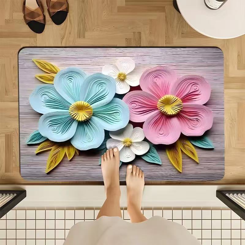 Multi-functional floor mat, cream-style super absorbent door mat, anti-slip mat, absorbent mouse mat, drawer mat, door mat, indoor carpet, oil painting design, fresh and clean floor mat detail image 10