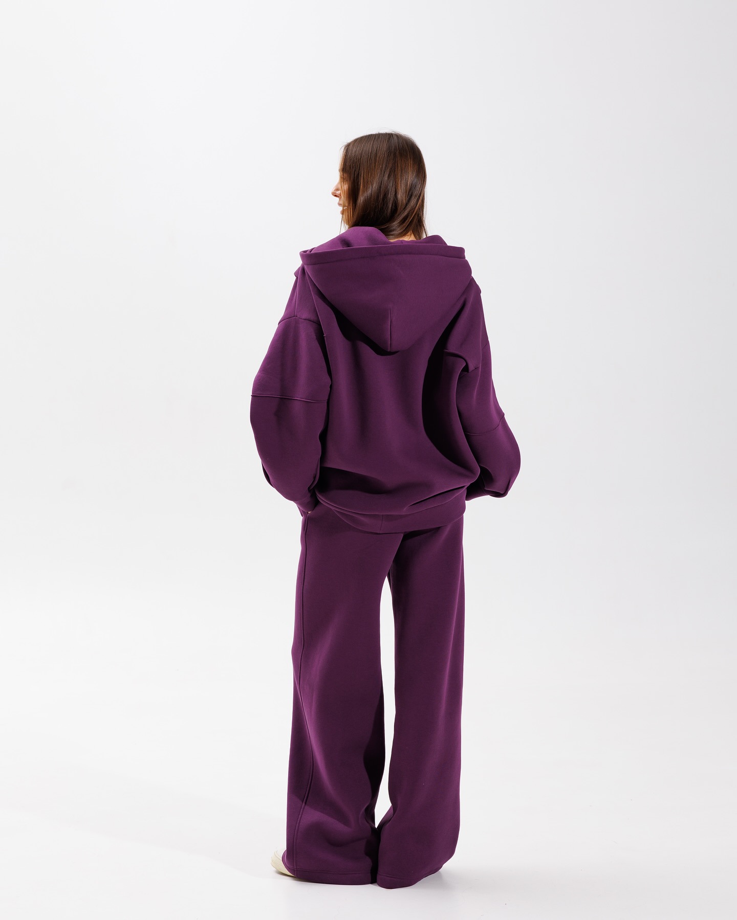 2026 Cross-border European and American autumn/Winter women's fashion Trend Casual solid color hooded zipper jacket straight-leg long pants set Item Picture